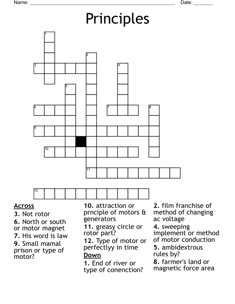 Principles Crossword WordMint