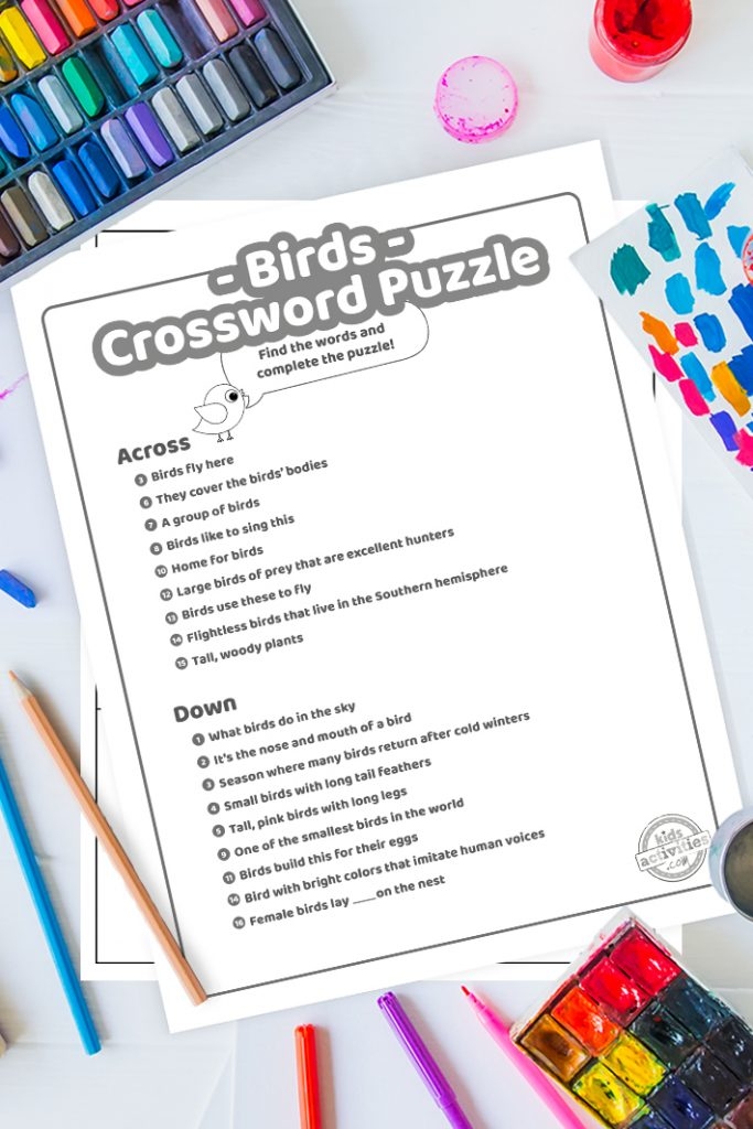 Printable Crossword Puzzle For Kids With Bird Theme Neo Mamma Imperfetta