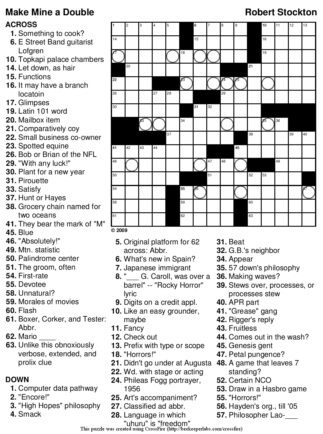 Printable Difficult Crossword Puzzles