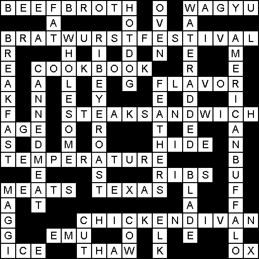 Printable Meat Crossword Puzzle 1