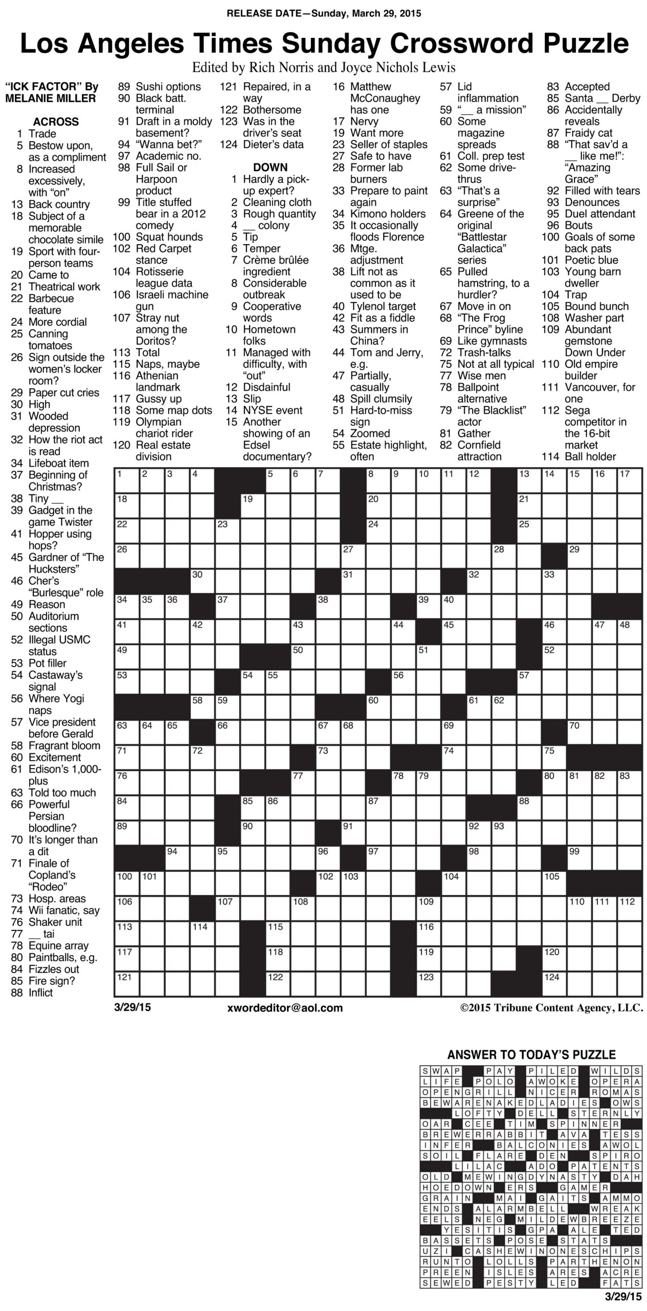 Printable Nyt Crossword Puzzles