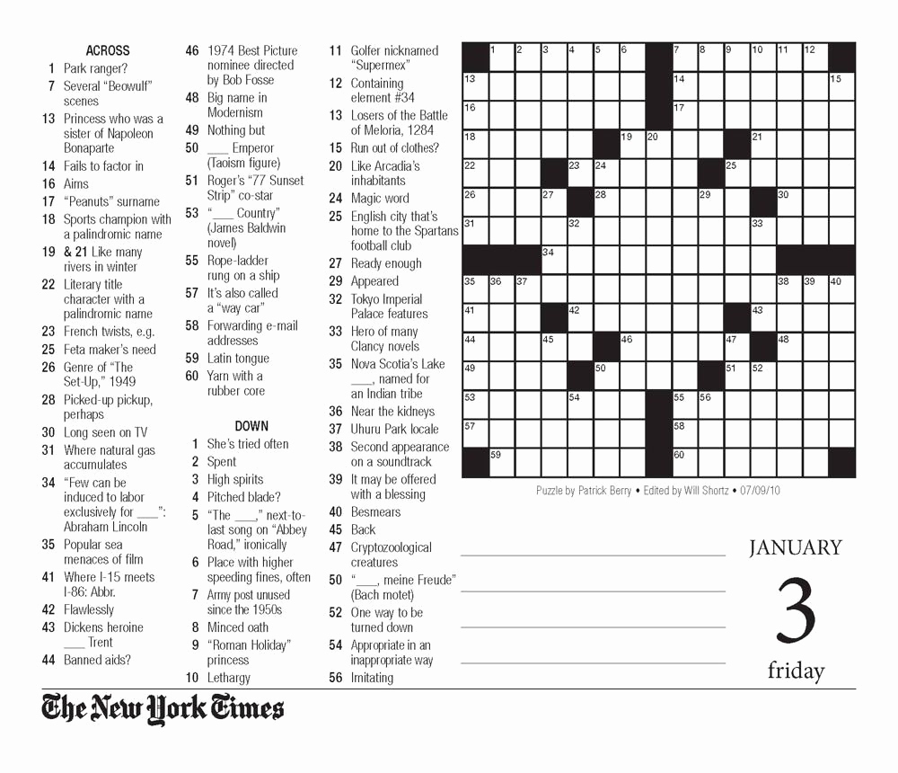 Printable Nyt Crossword Puzzles