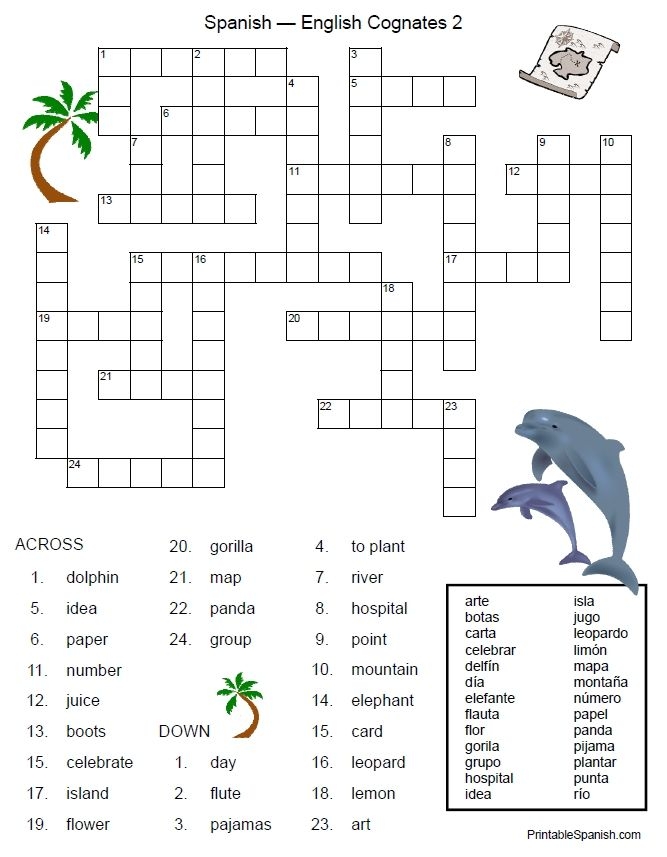 Printable Spanish Crossword Puzzle