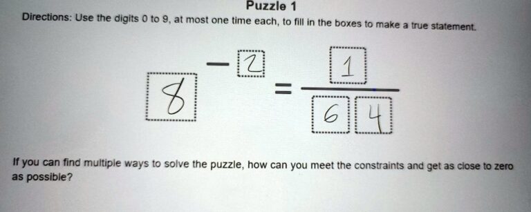 Puzzle 1 Directions Use The Digits 0 To 9at Most One Time Each To Fill 