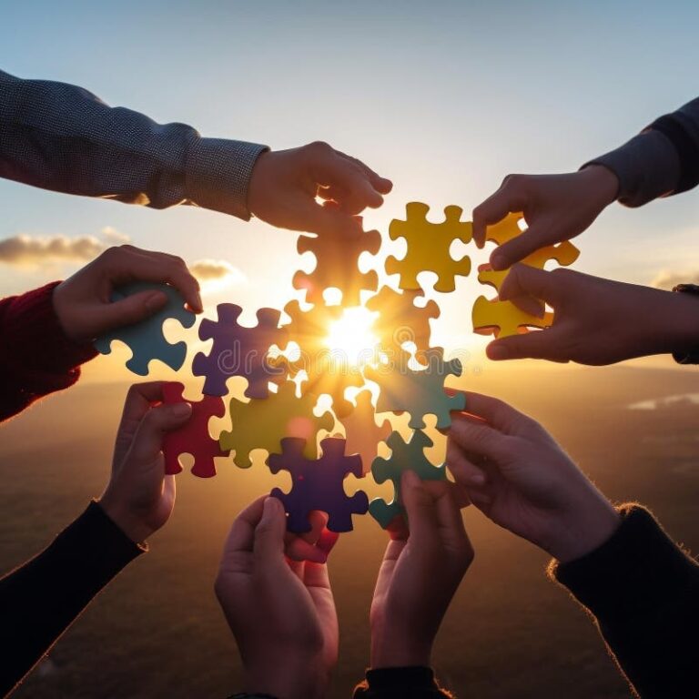 Puzzle Pieces Coming Together To Form A Brain Stock Illustration 