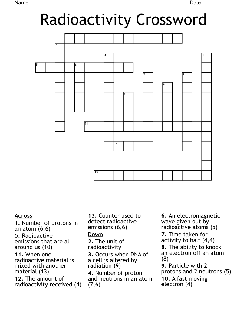 Radioactivity Crossword WordMint