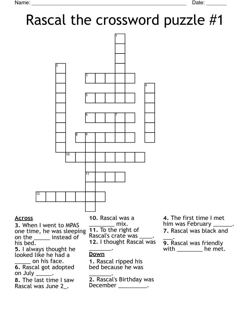 Rascal The Crossword Puzzle 1 WordMint