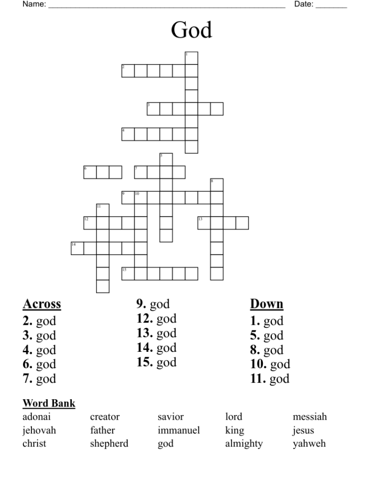 Roman God Of Love Crossword