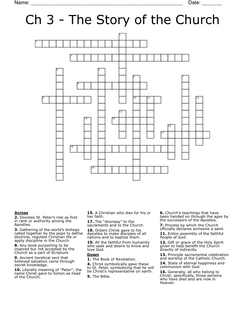 Route To Church Crossword
