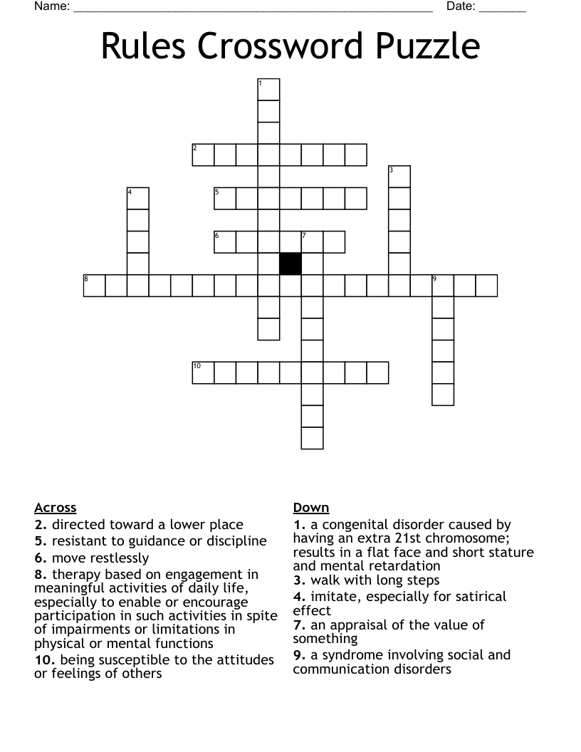 Rules Crossword Puzzle WordMint