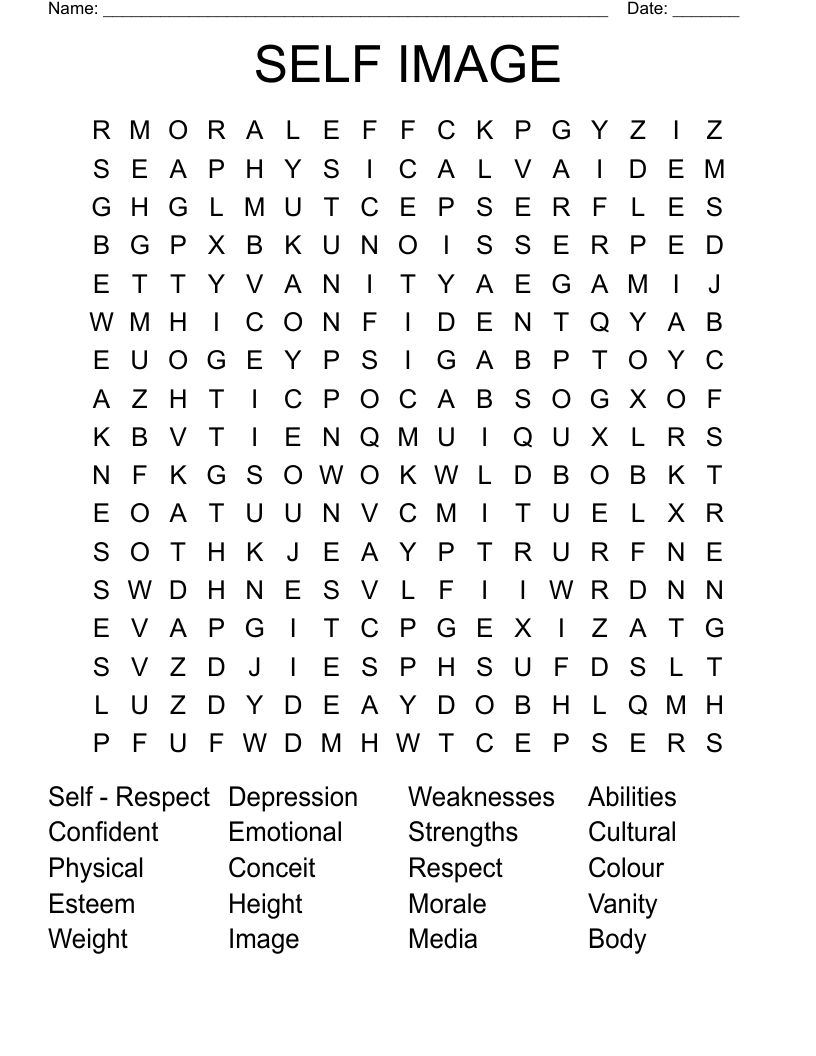 SELF IMAGE Word Search WordMint