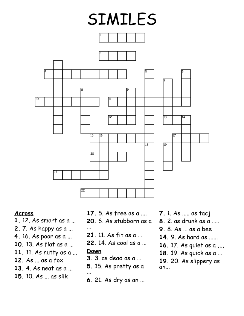 SIMILES Crossword WordMint