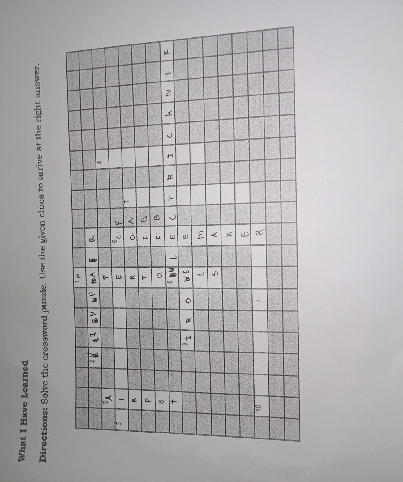 Solve The Crossword Puzzle Use The Given Clues To Arrive At The Right 