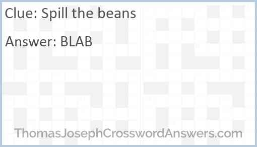 Spill The Beans Crossword Clue ThomasJosephCrosswordAnswers