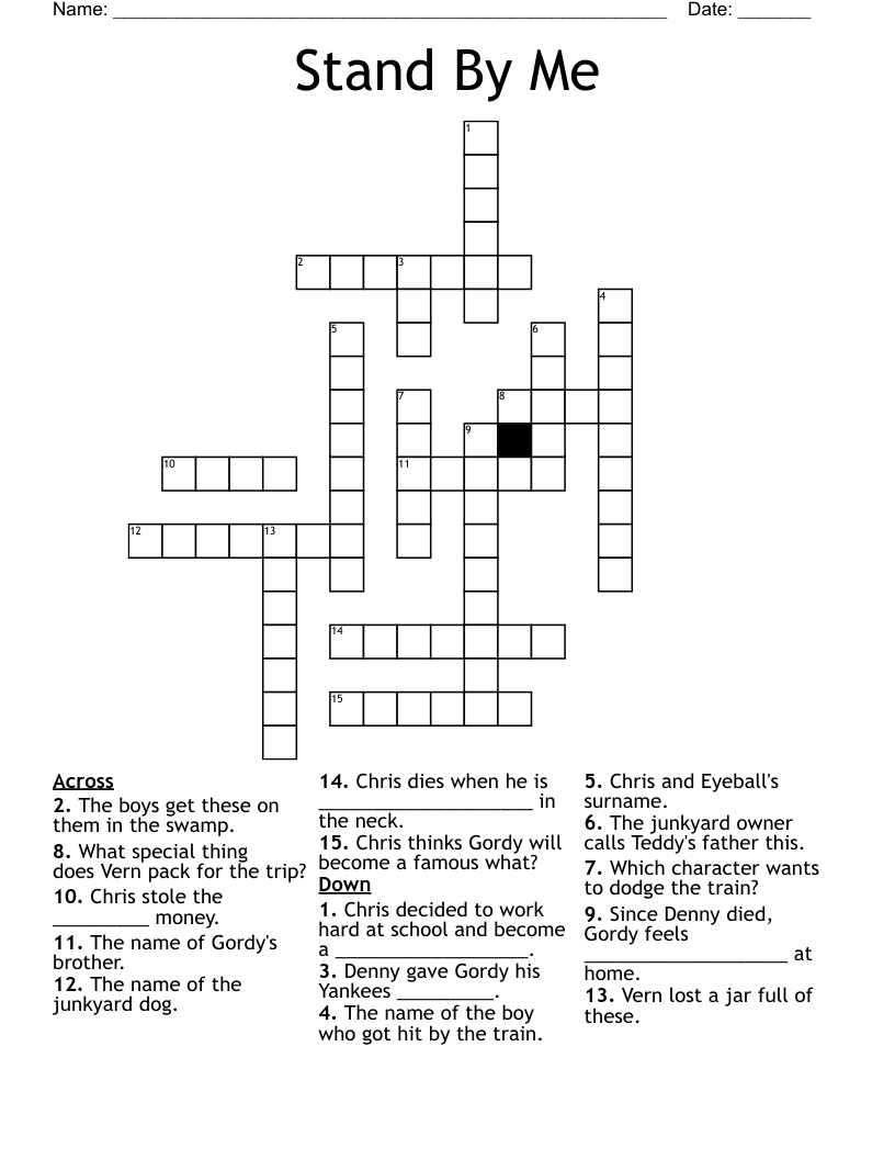 Stand By Me Crossword WordMint
