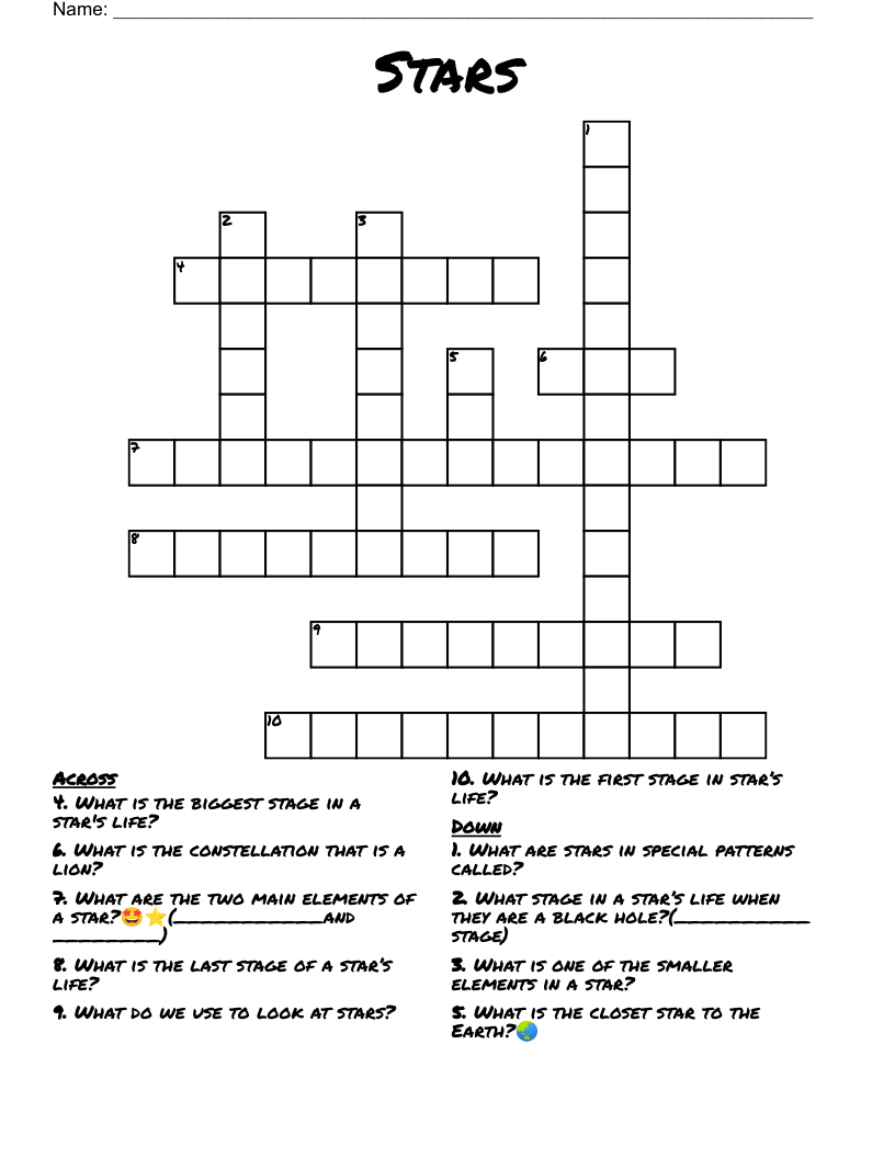 Stars Crossword WordMint