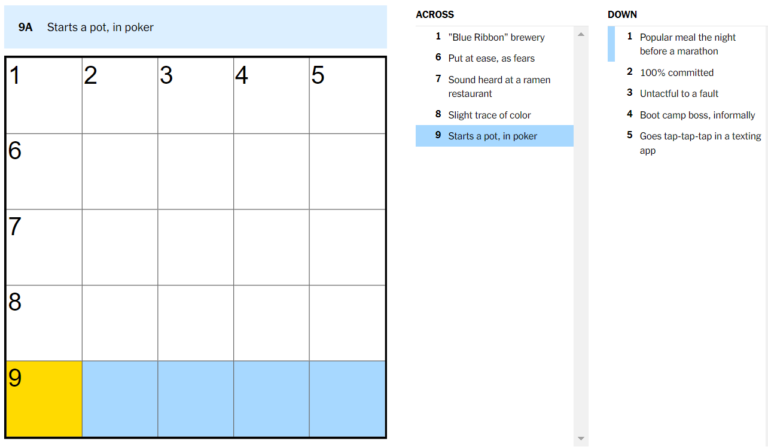  Starts A Pot In Poker NYT Crossword Clue Hints And Answers