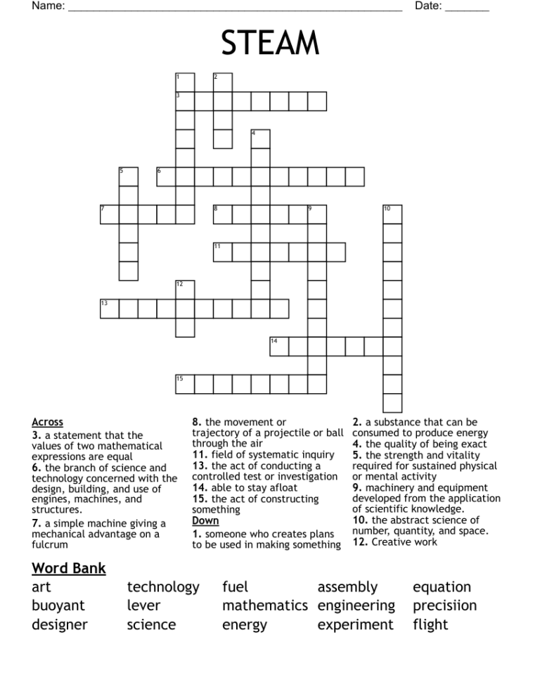 STEAM Crossword WordMint