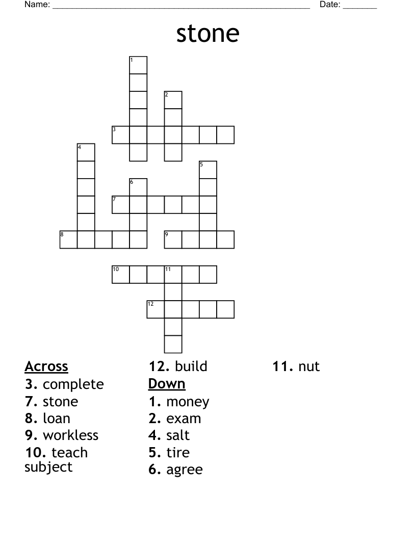 Stone Crossword WordMint