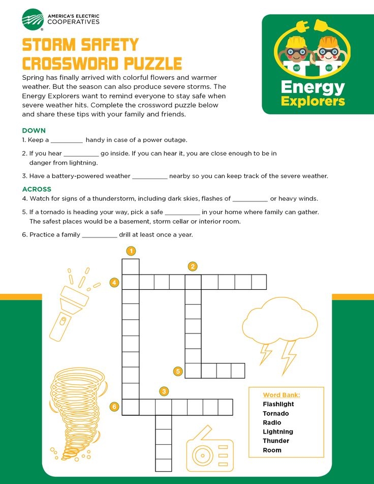 Storm Safety Crossword Puzzle Severe Weather Severe Storms Storm