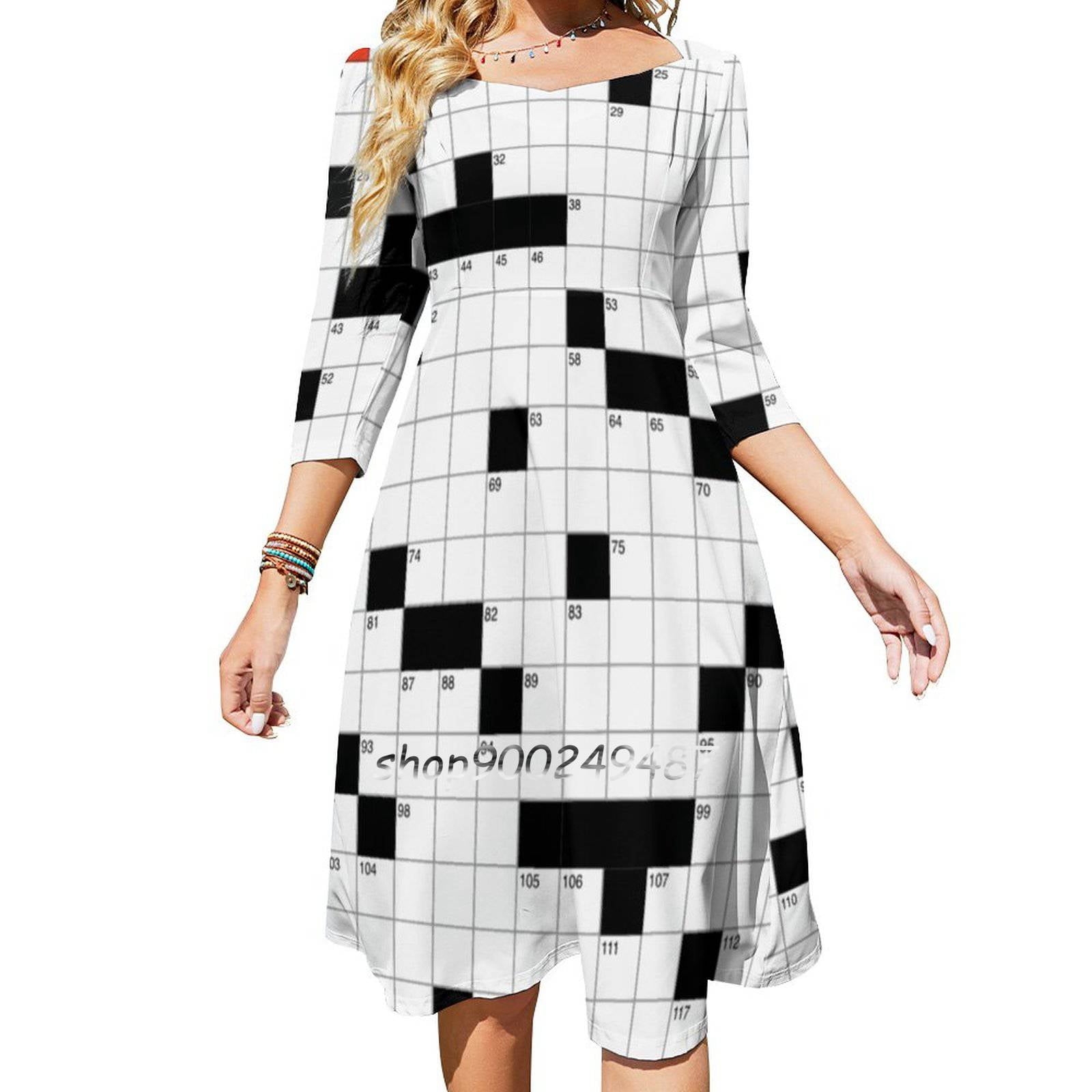 Stuffed Crossword Clue Square Neck Dress New Plus Size Elegant Women