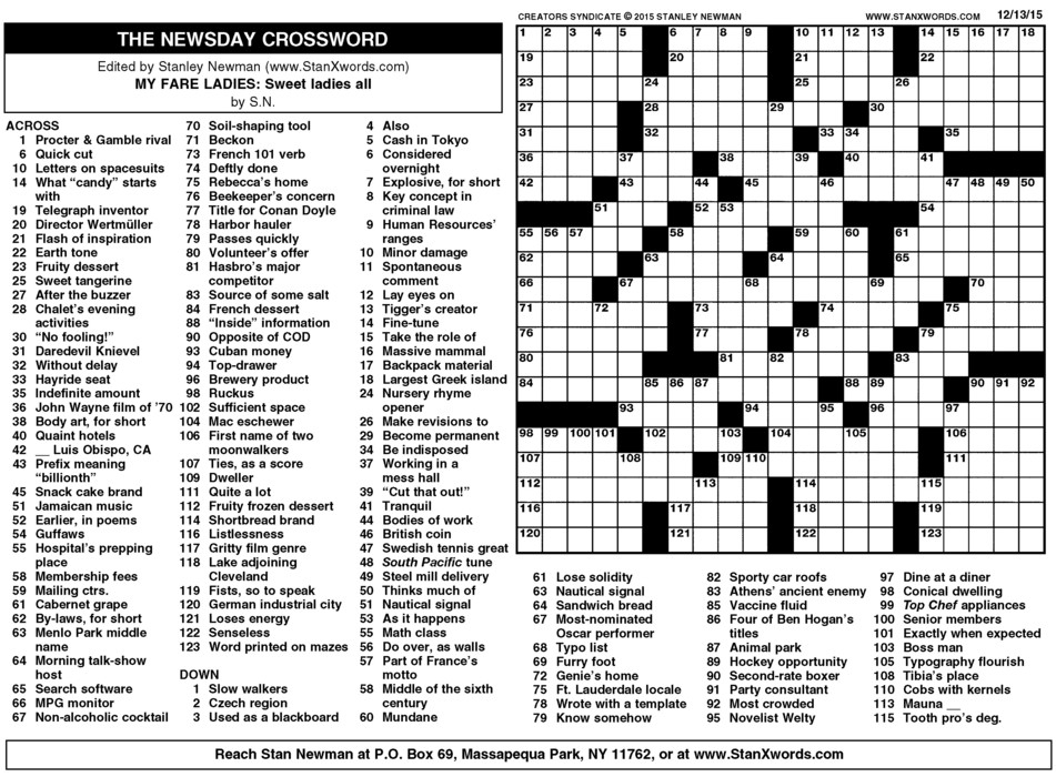Sunday Printable Crossword Puzzles