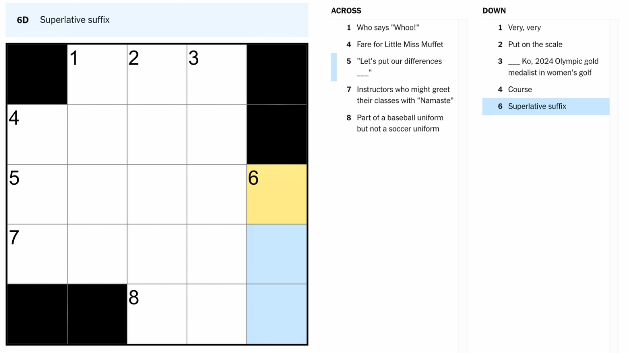  Superlative Suffix NYT Mini Crossword Puzzle Clue Answer And Hints