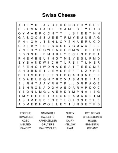 Swiss Cheese Word Search