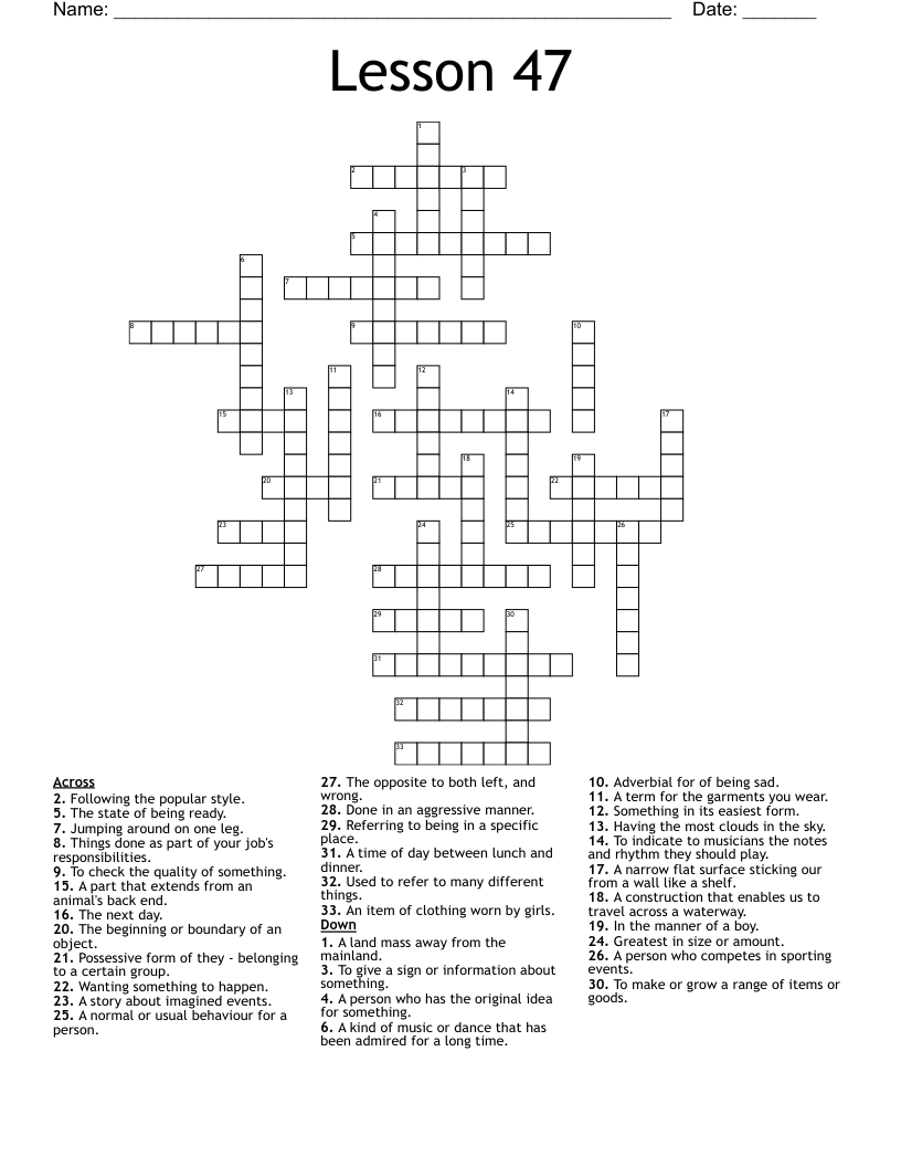 Tall And Thin Crossword