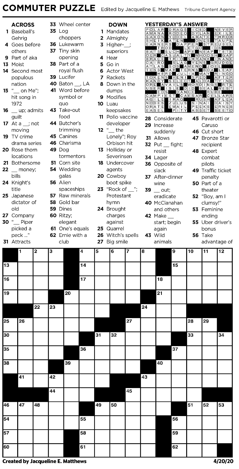 The Dallas Morning News Dallas Morning News Crossword Puzzle Dallas
