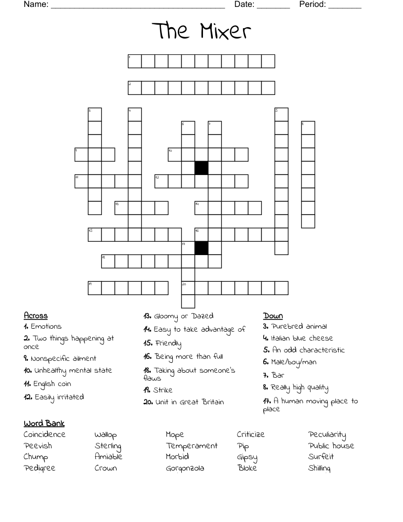 The Mixer Crossword WordMint