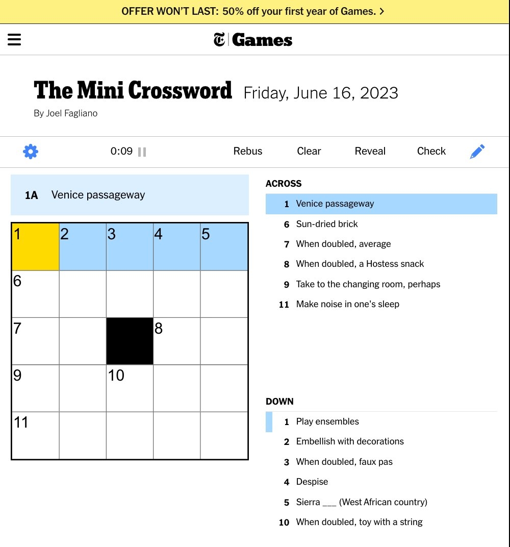 The New York Times On Twitter How Quickly Can You Solve Today s Mini 