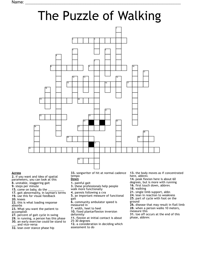 The Puzzle Of Walking Crossword WordMint