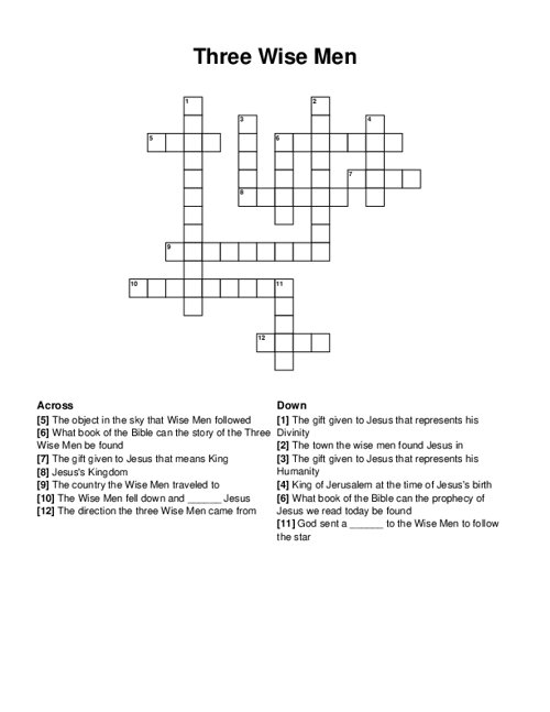 Three Wise Men Crossword Puzzle