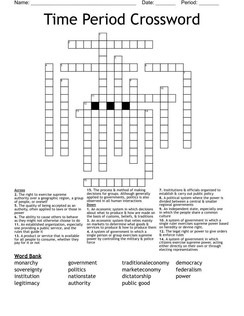 Time Period Crossword WordMint