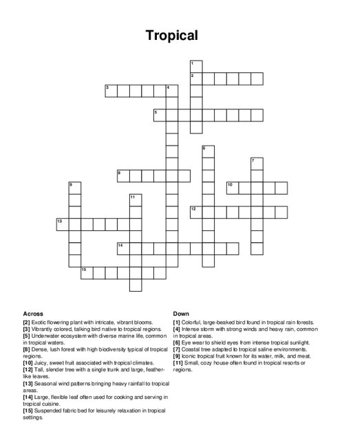 Tropical Crossword Puzzle