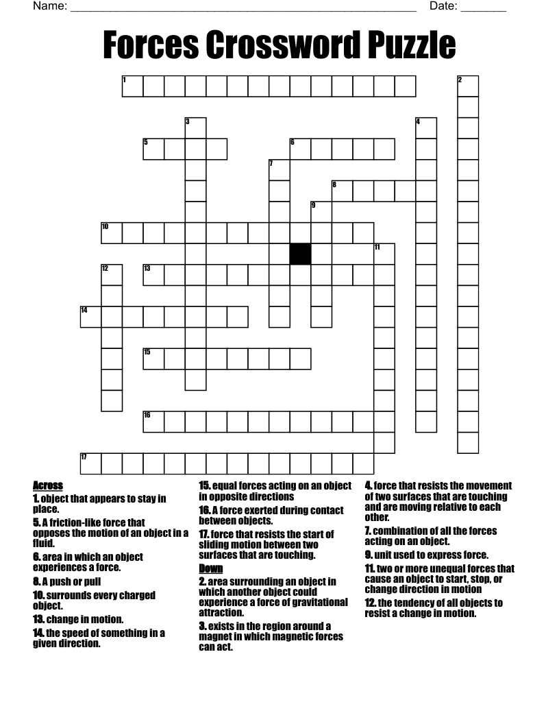 Types Of Forces Crossword WordMint