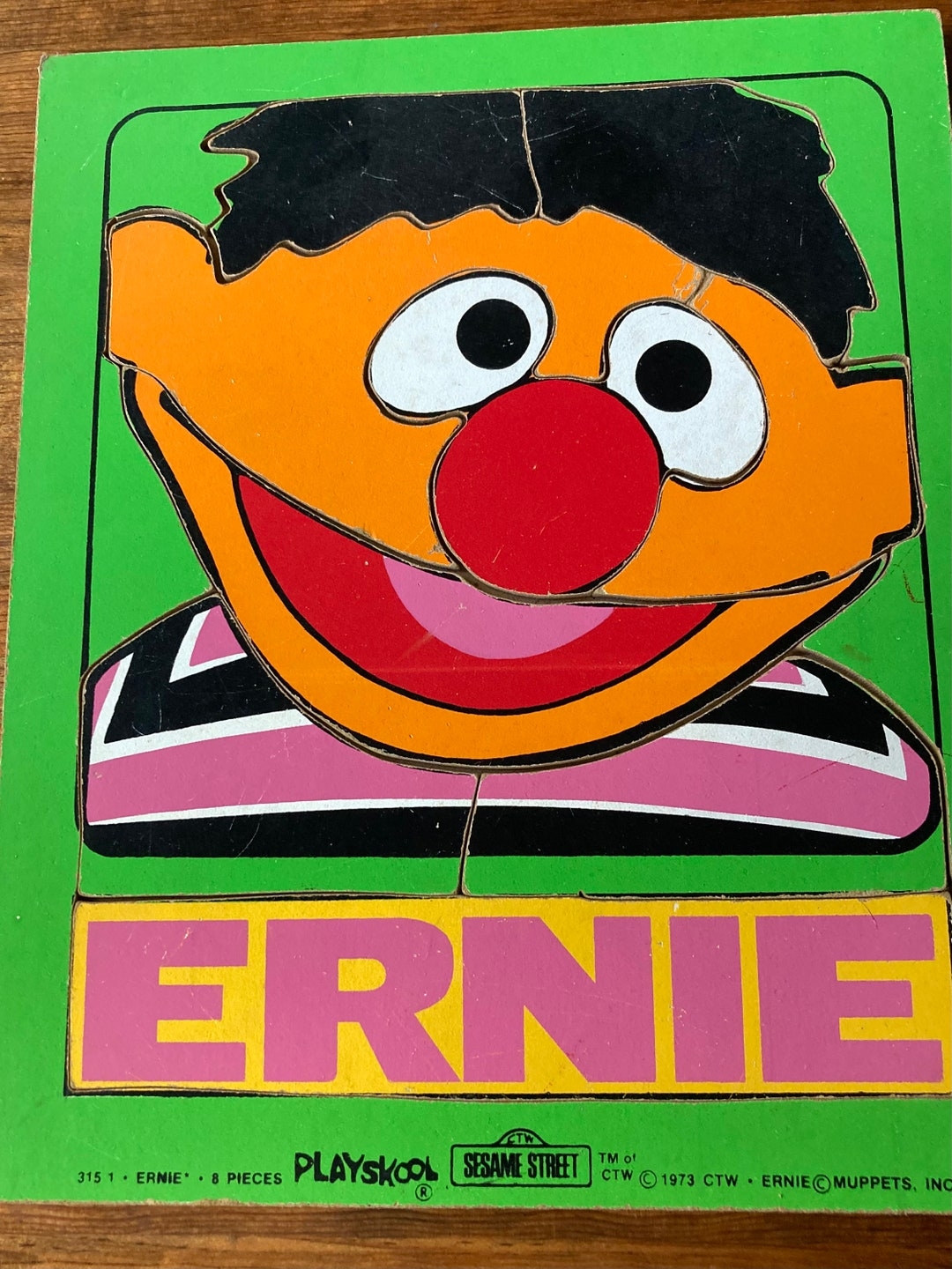 Vintage Playskool Sesame Street Ernie Wood Puzzle Etsy
