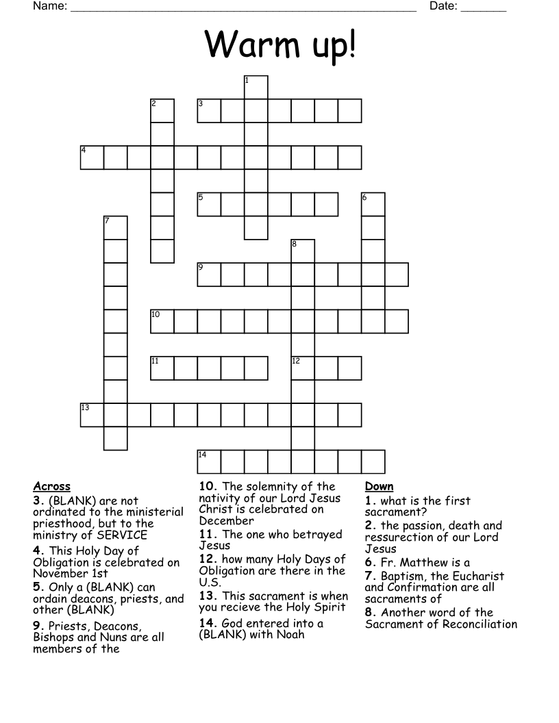 Warm Up Crossword WordMint