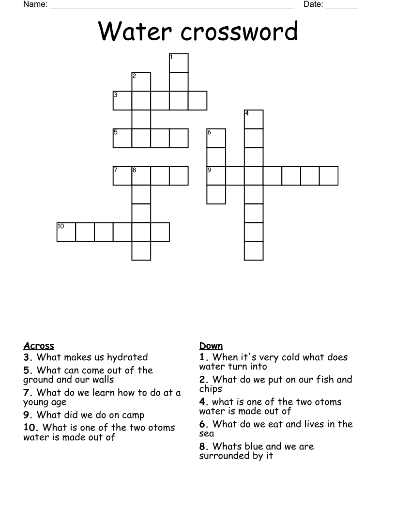 Water Line Nyt Crossword