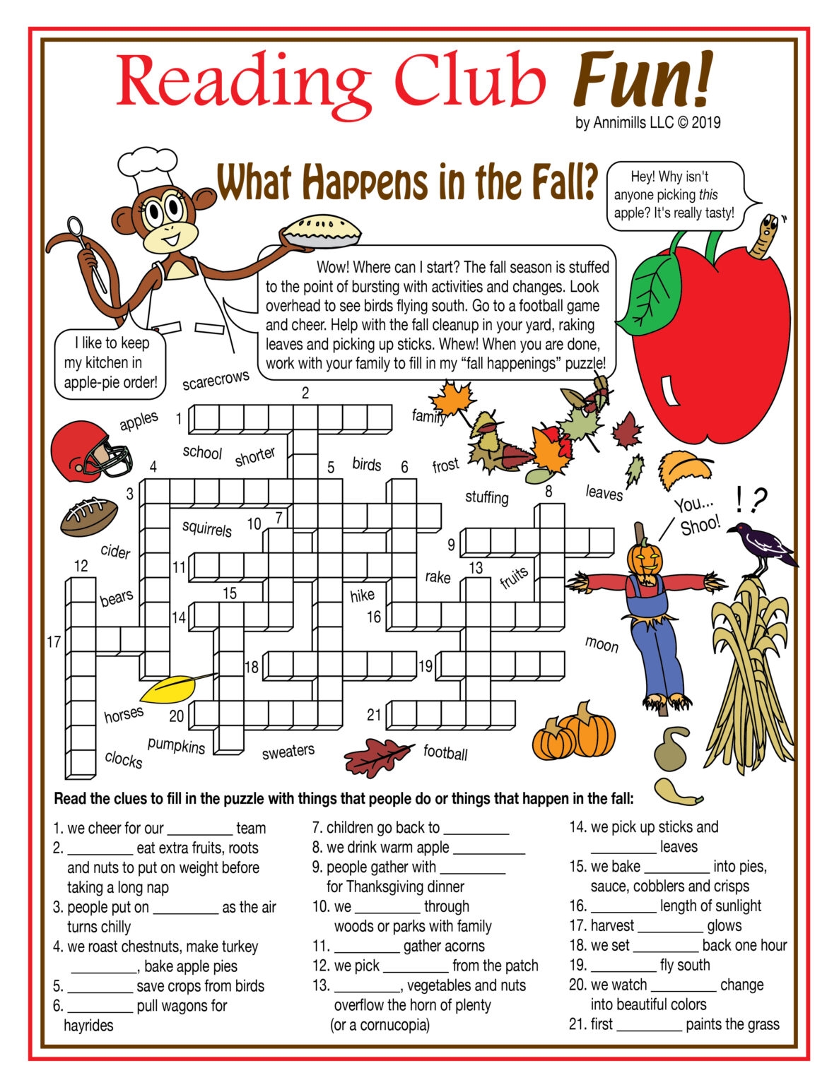 What Happens In The Fall Printable Crossword Puzzle Made By Teachers