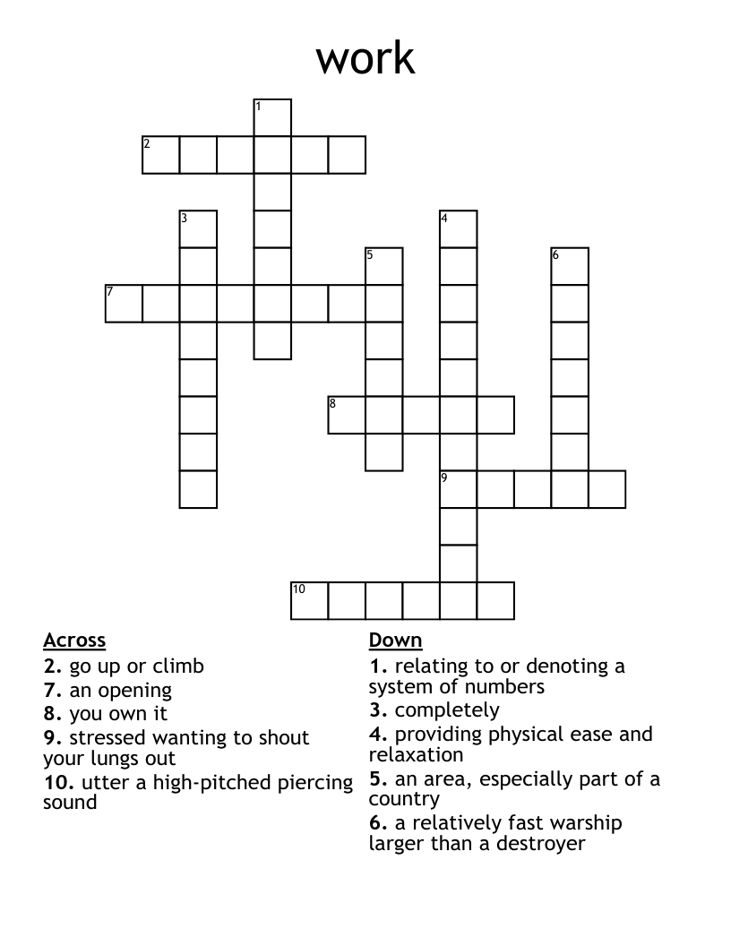 Work Crossword WordMint